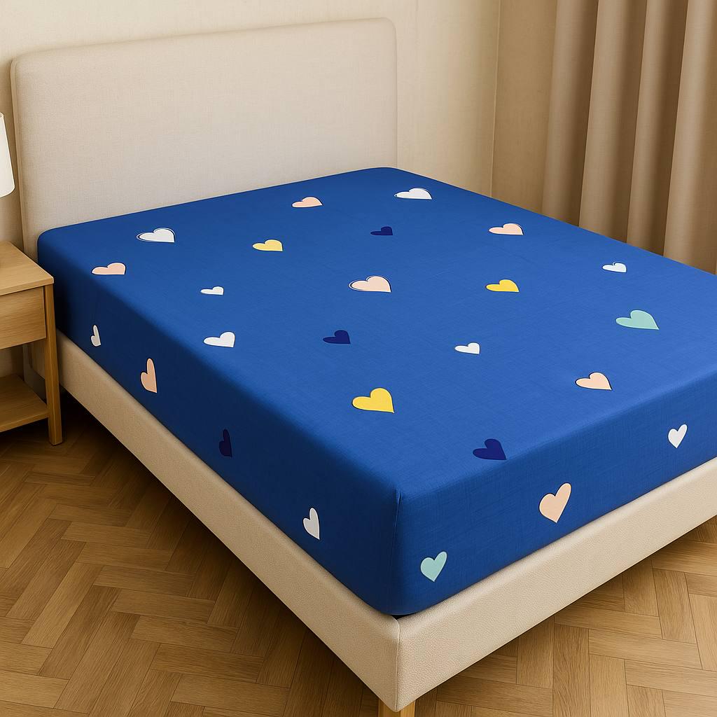 Простынь Сердца на резинке бязь 160х200 см (G-bh1304/x160)