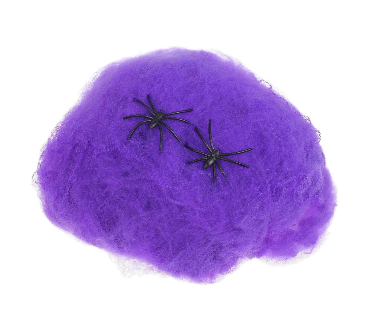 Декор на Хэллоуин фиолетовая паутина с пауками