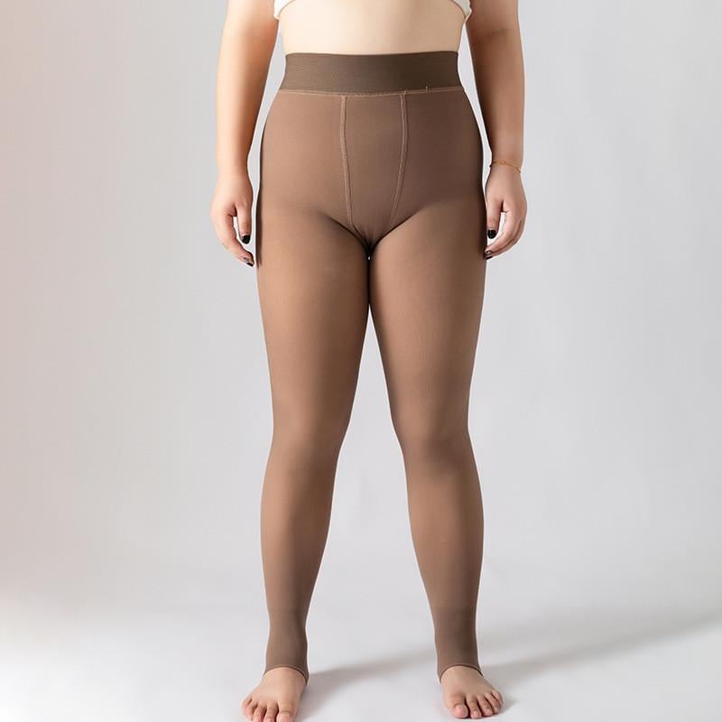 Колготы флисовые с эффектом голых ног большого размера 200 г One Size Капучино (2316)