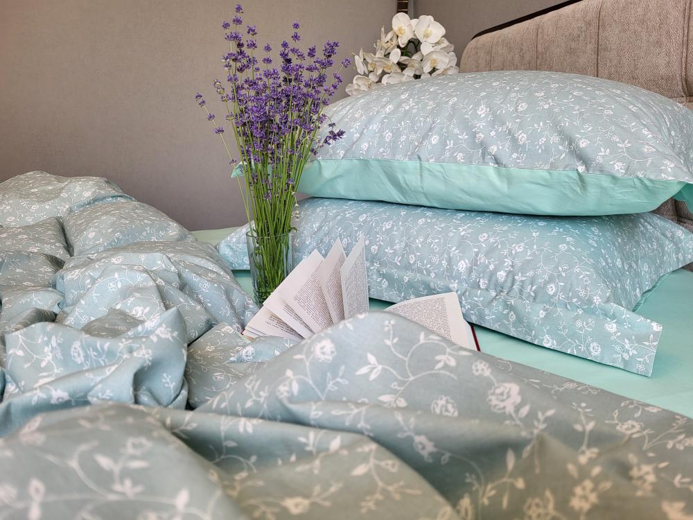 Комплект постельного белья Provence cotton двуспальный на резинке Aquamarine