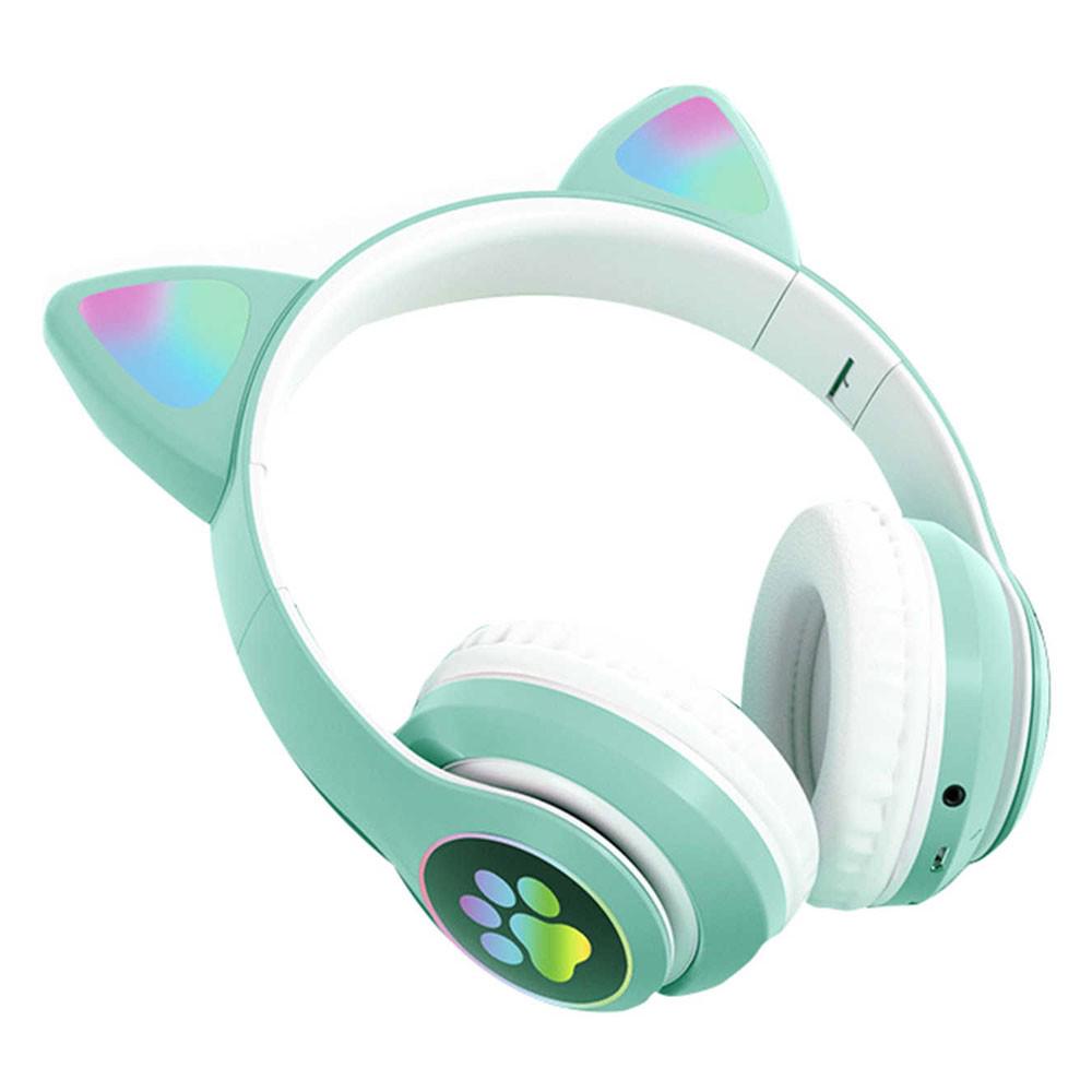 Наушники беспроводные Cat Ear VZV-23M Bluetooth с ушками и LED подсветкой Мятный