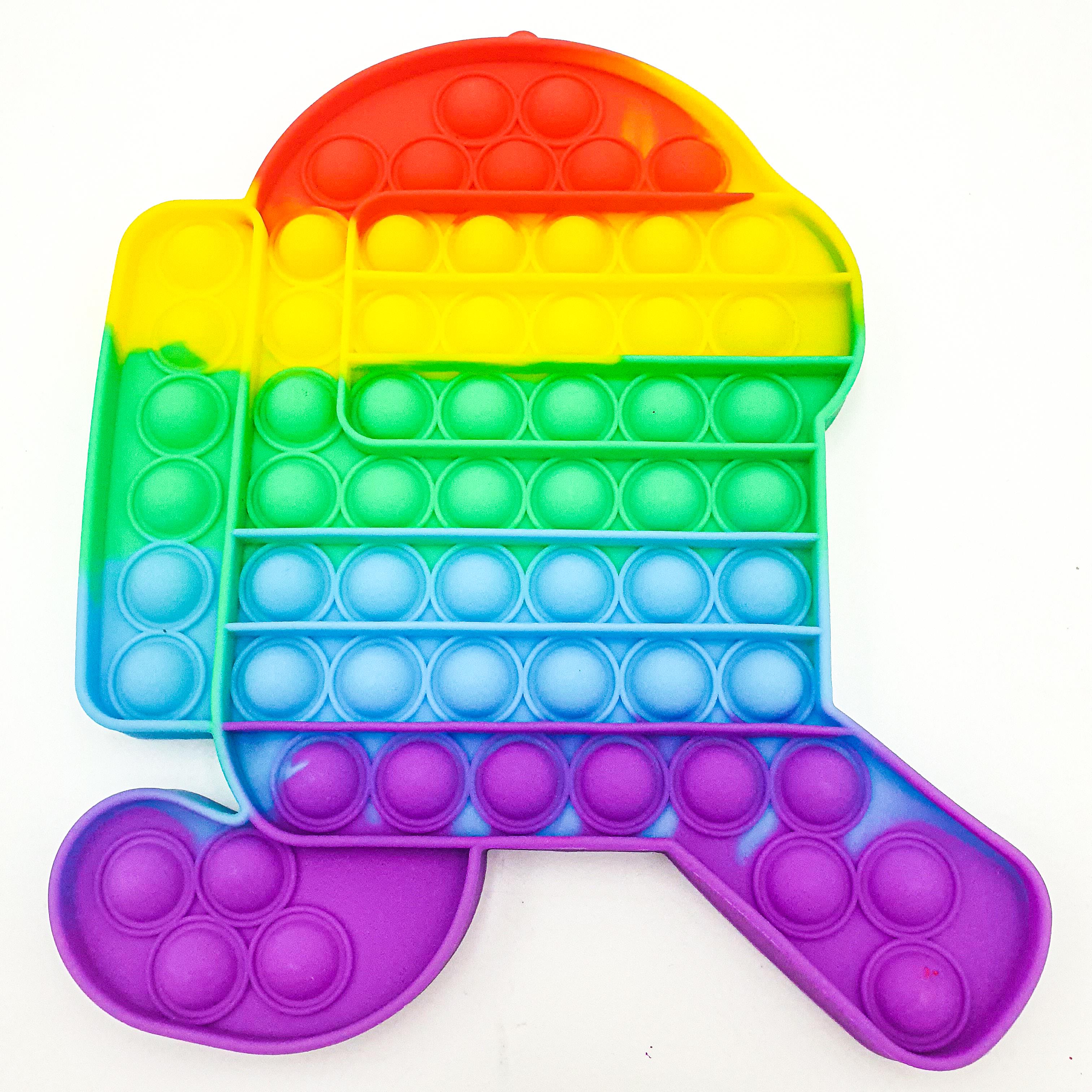 Сенсорная игрушка антистресс силиконовая бесконечная пупырка поп ит 18х20см UKC Pop It Fidget Амонг ас большой 1 радуга