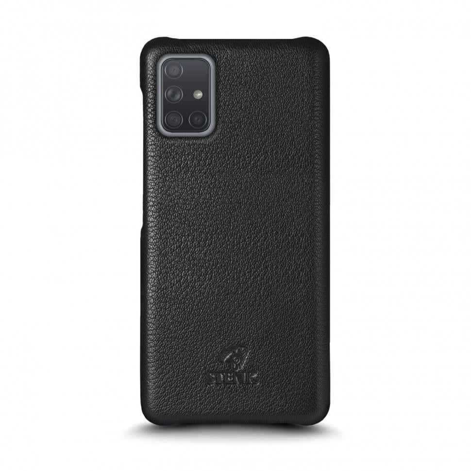 Кожаная накладка Stenk Cover для Samsung Galaxy A71 Черная (69423)