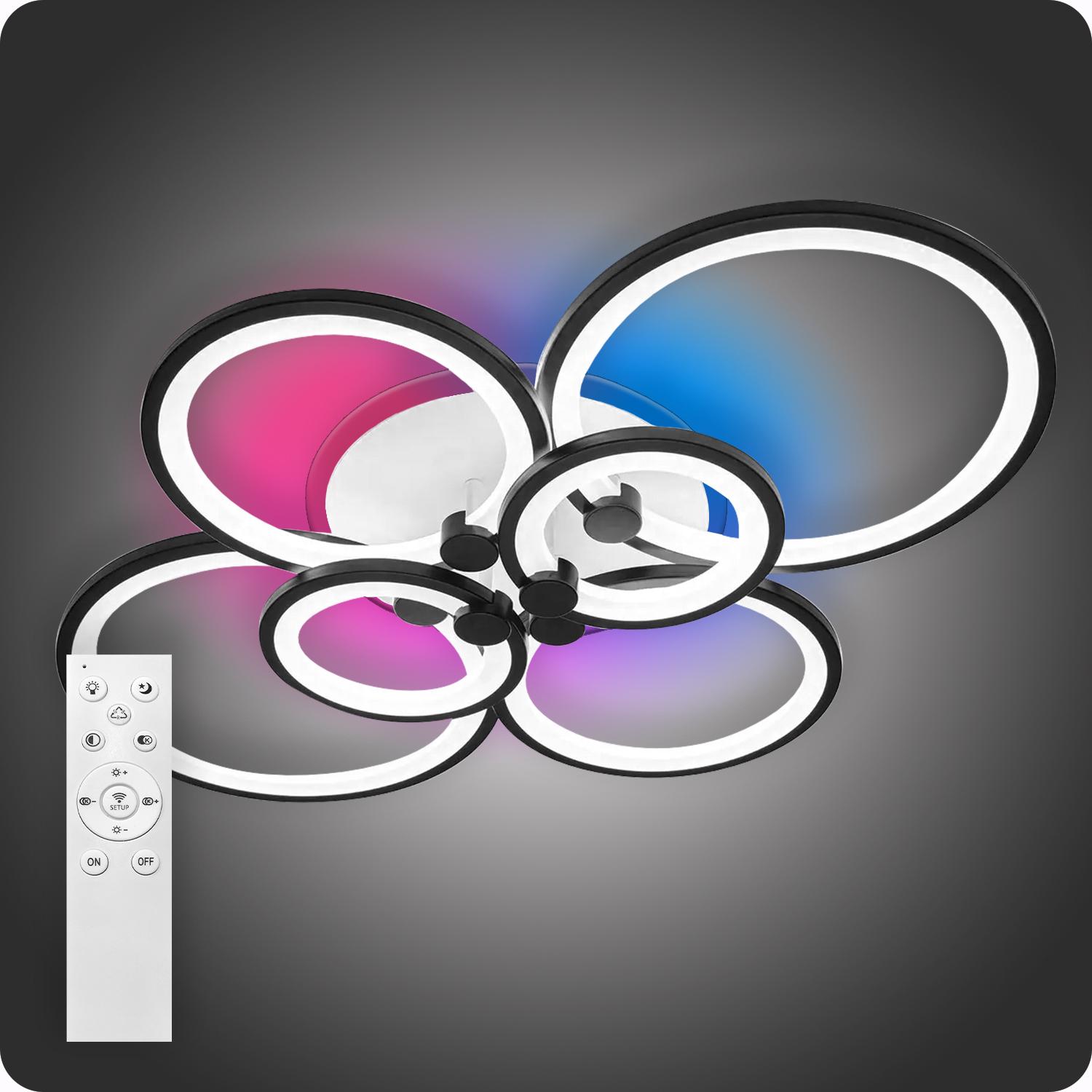 Люстра светодиодная 517 Light 3color с пультом 156 Вт Черный (01426) - фото 1 Люстра светодиодная 517 Light 3color с пультом 156 Вт Черный (01426) - фото 1