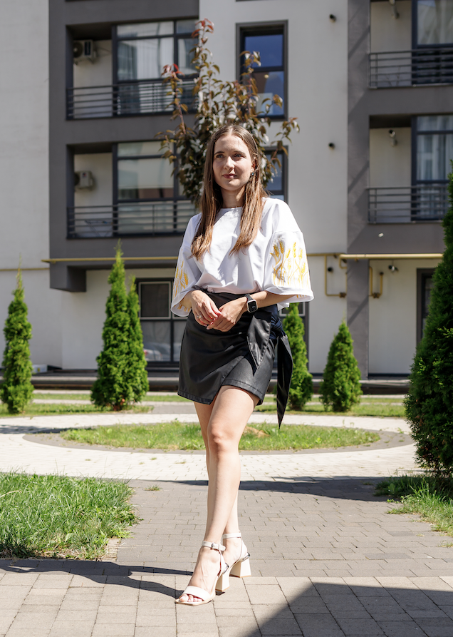 Вышиванка женская Koala fashion колоски 3XL Белый