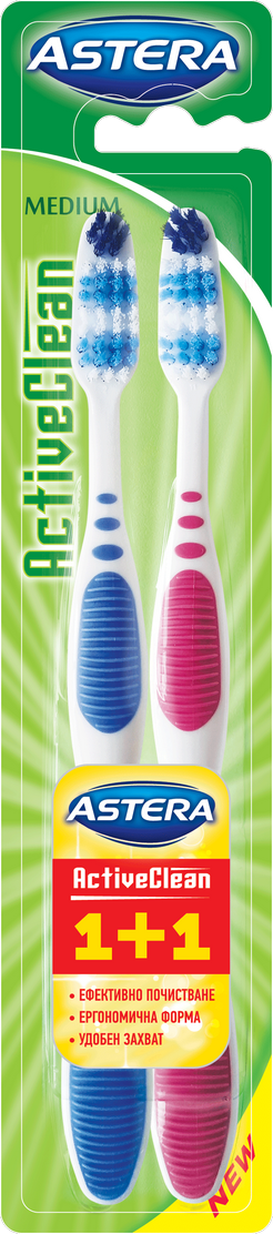 Зубна щітка Astera Active Clean Medium 1+1 (10757823)