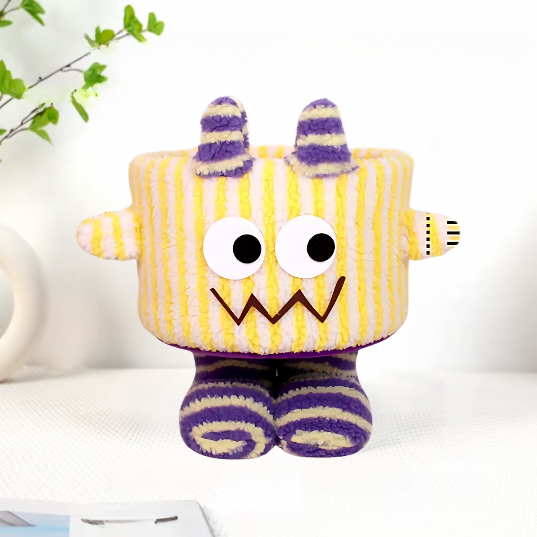 Корзина для игрушек плюшевая в детскую комнату мягкая складная в полоску Желтый