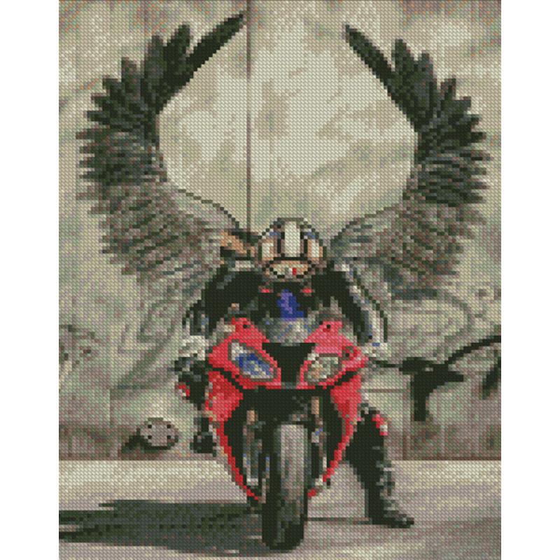 Алмазная мозаика на подрамнике Strateg Премиум Гонщик ангел 30x40 см (Str-KB057)