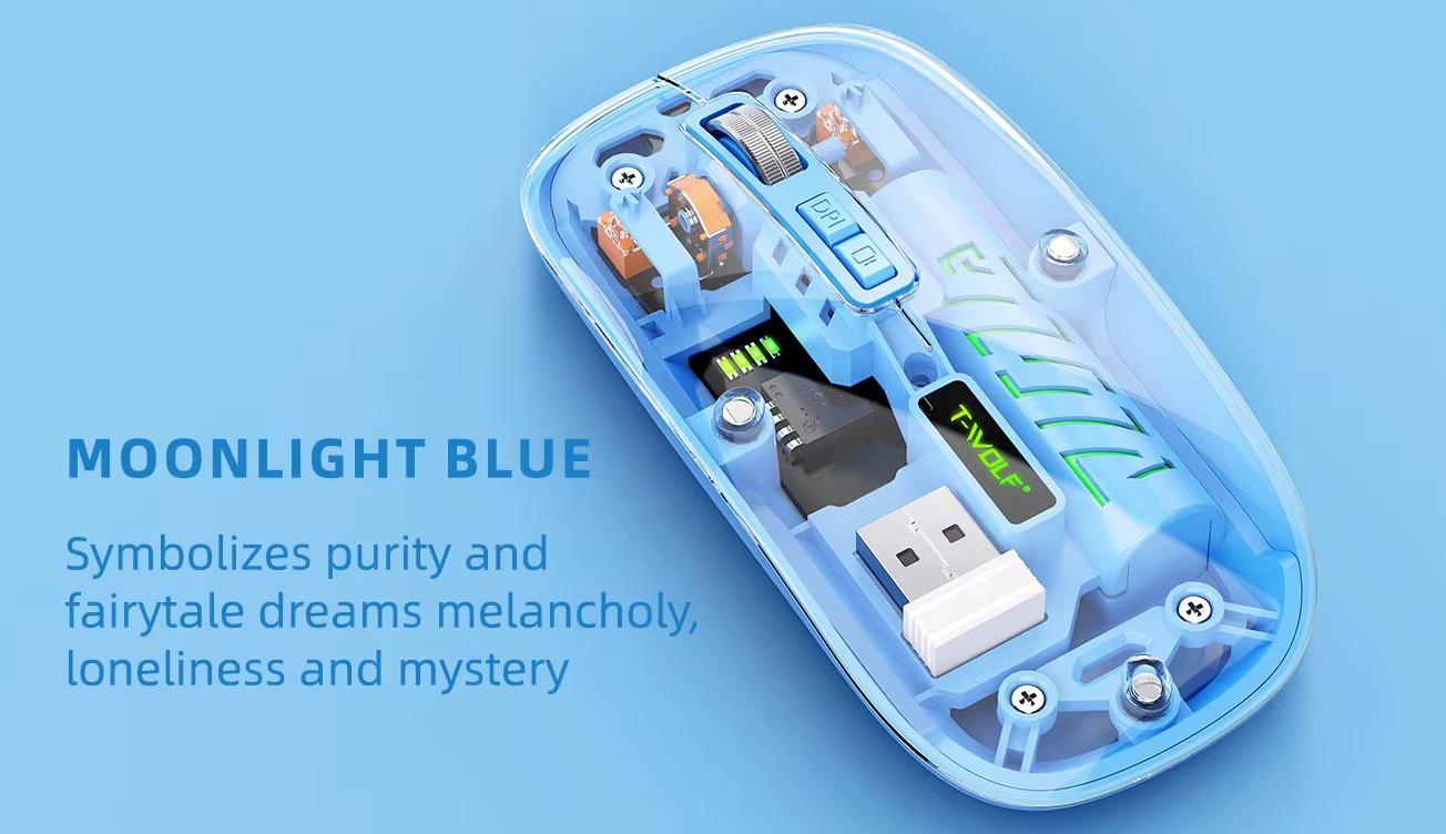 Мышь T-WOLF X11 беспроводная бесшумная с аккумулятором 2,4G Bluetooth Blue - фото 2