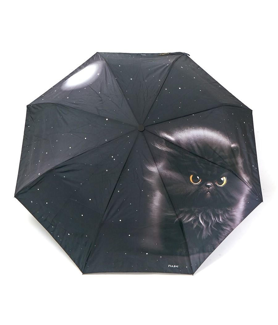 Зонтик полуавтомат Fiaba F23-028 на 8 спиц с котом Черный (b64af83b) - фото 1