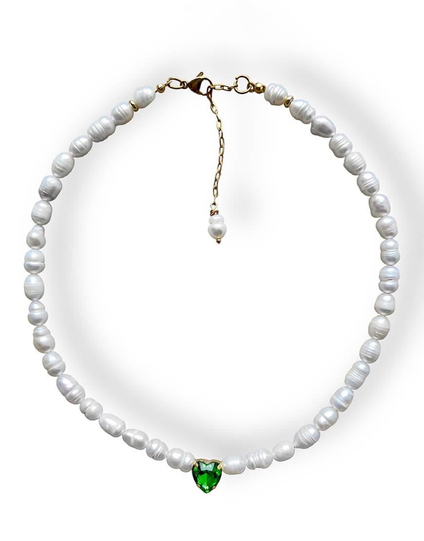 Намисто Green heart жіноче NSTONE зелене One size