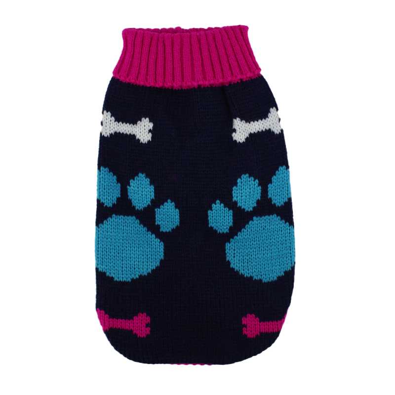 Свитер для собак Taotaopets 357704 Лапки и косточки Dark Blue L одежда животным
