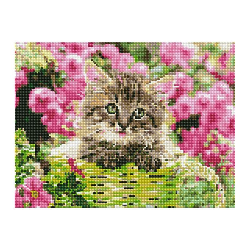 Алмазная мозаика Rainbow Art Котенок в корзине 40х30 см (EJ1371)