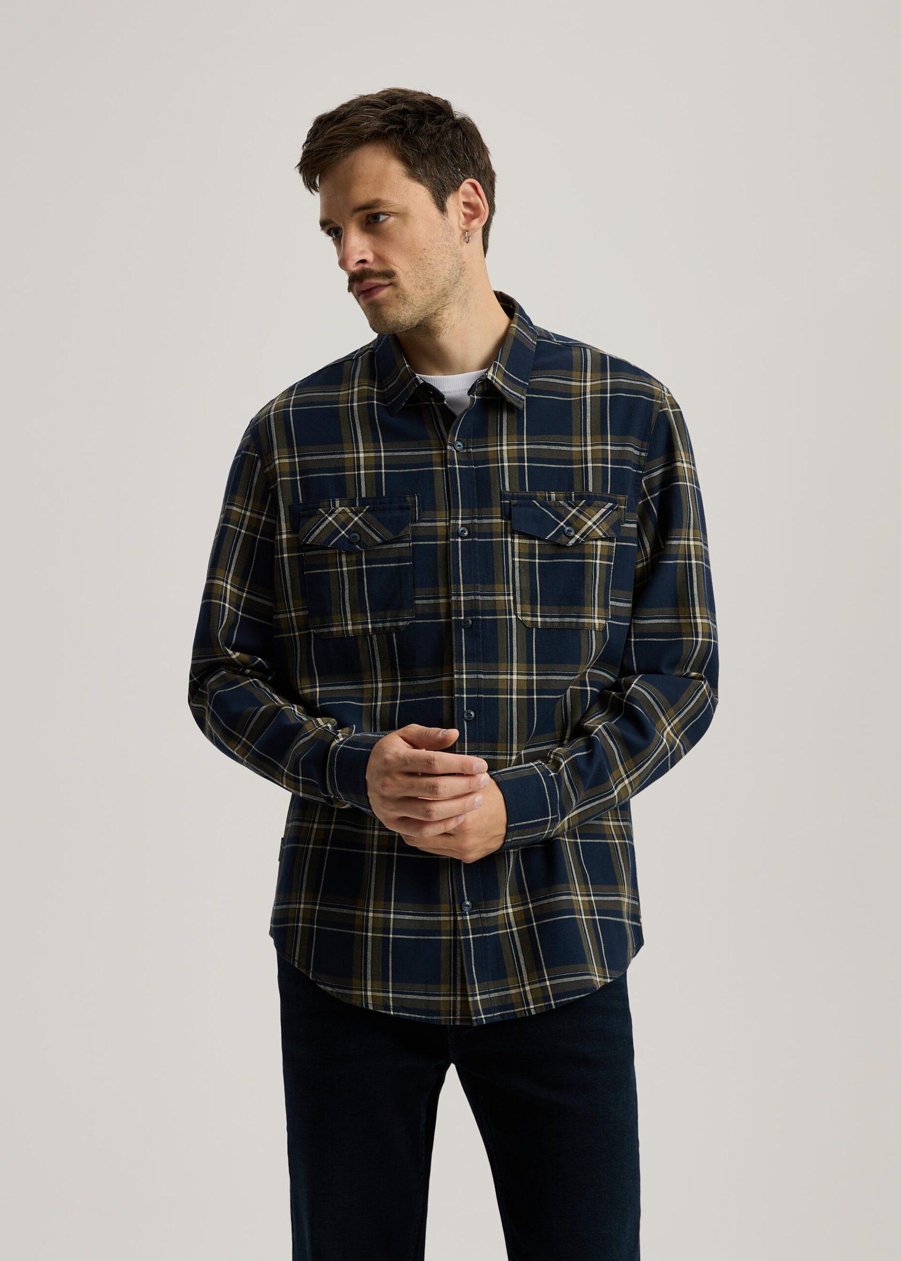 Рубашка клетчатая мужская Diverse STEFO M Темно-синий (5905384188533)