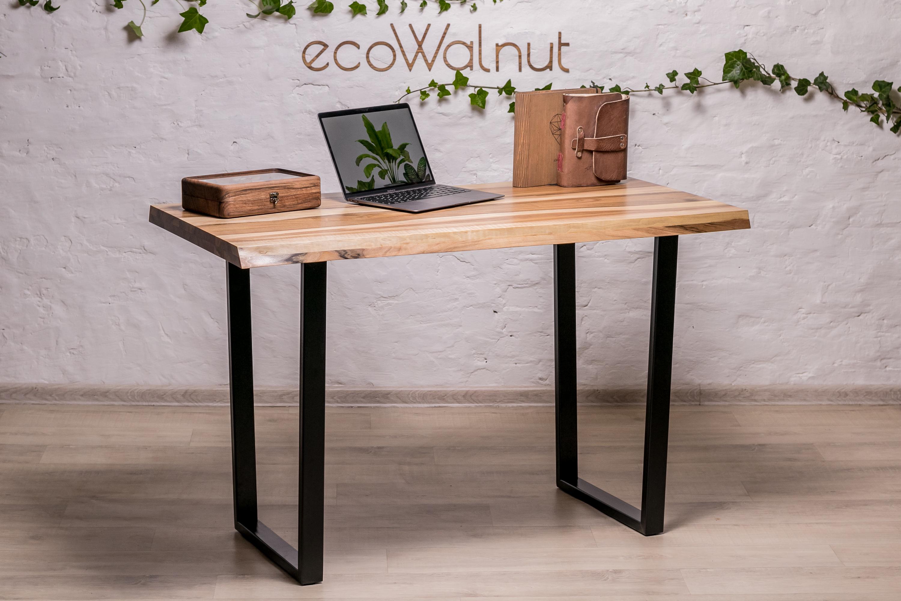 Стіл кухонний офісний EcoWalnut з живими краями в стилі лофт M (Горіх EF-4.1) - фото 4