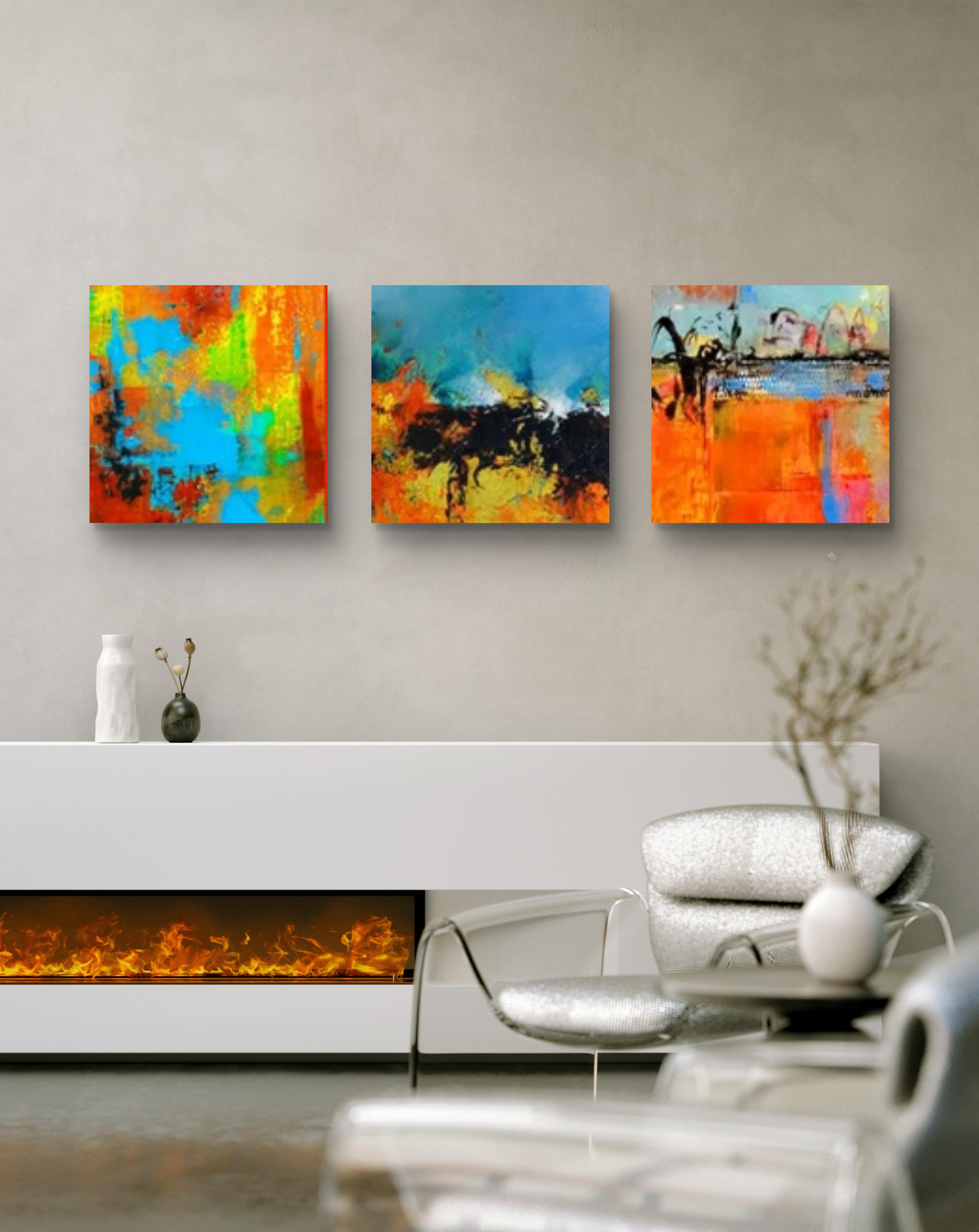 Картина велика триптих Схід сонця в Африці 150x50 см