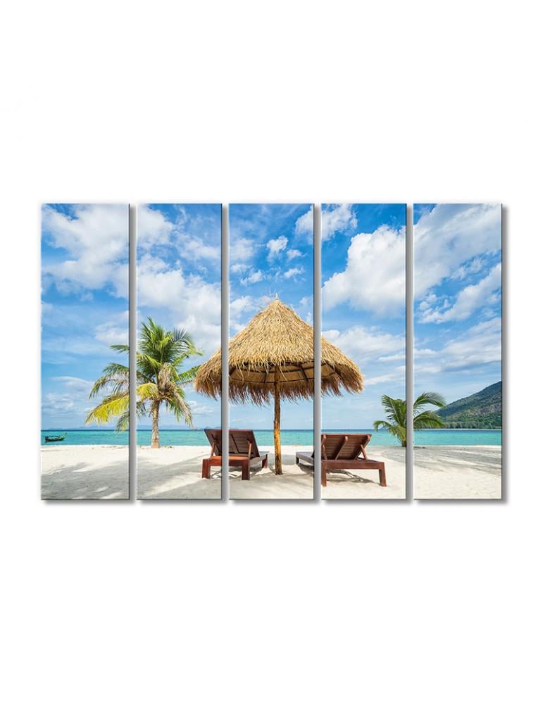 Картина модульная Пляж на Багамах 5 модулей 80x120 см