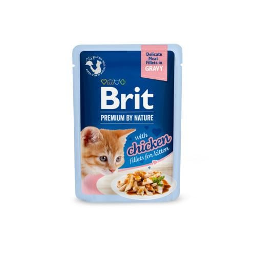 Корм влажный Brit Premium Delicate Fillets in Gravy Chicken for Kitten 85 г