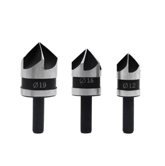 Набор из 3 цилиндрических зенковок 90° 12/16/19 мм. HSS сталь (439229)