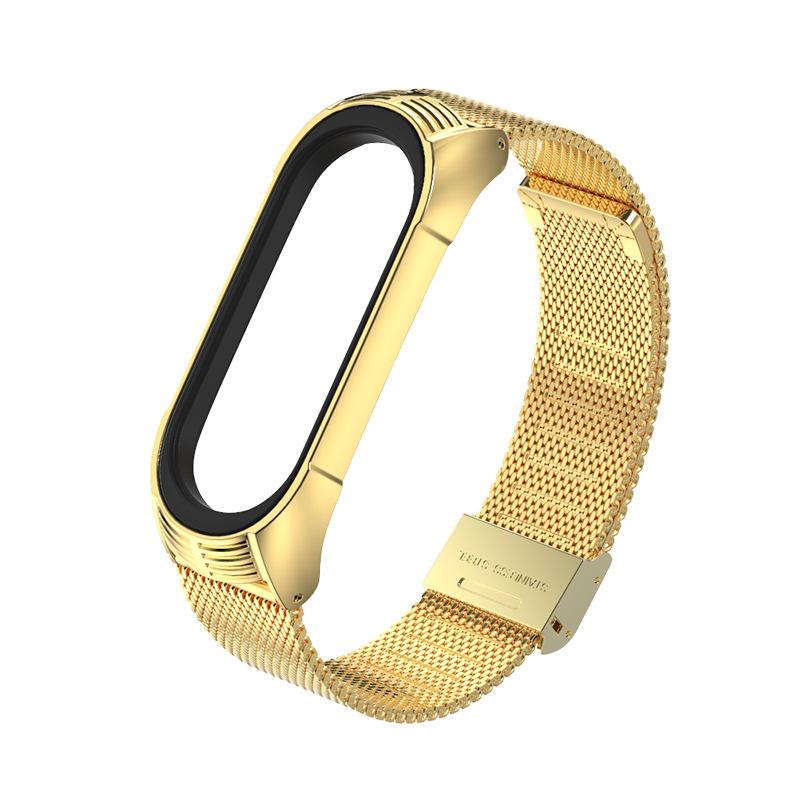 Ремешок для смарт-браслетов MiJobs металлический Milanese TF для Xiaomi Mi Band 4/3 Золотой (2295P)