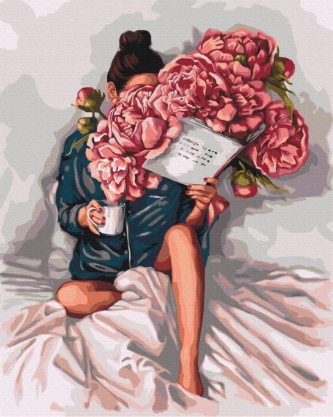 Картина за номерами Brushme Квіти Історія півоній 40х50 см в термопакеті (BS52470)