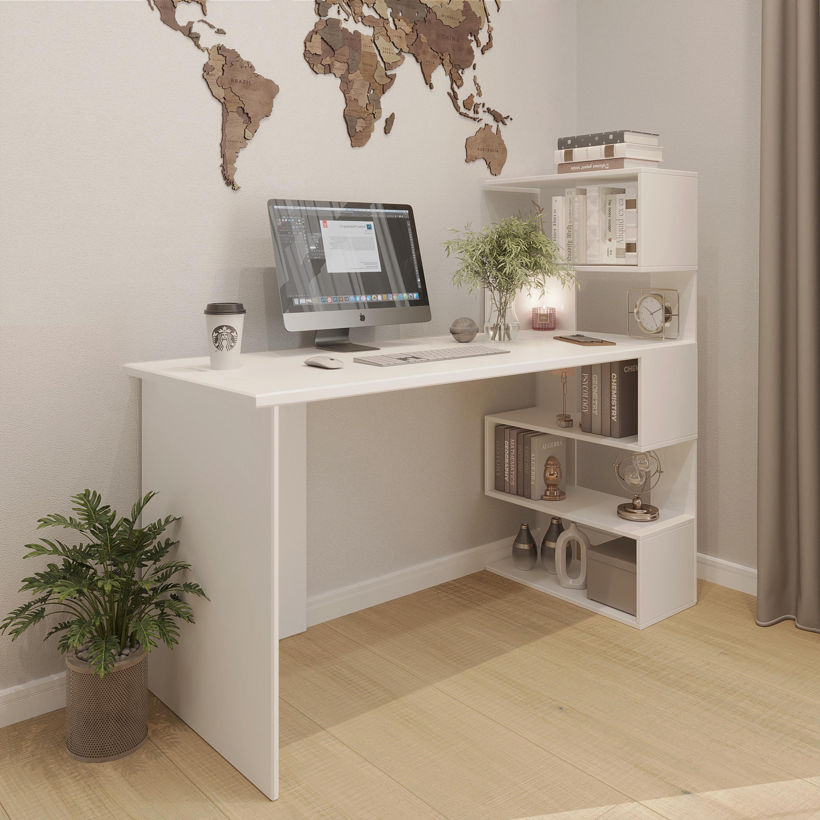 Стіл письмовий з полицями 141х60х123 см Білий - фото 1 Стіл письмовий з полицями 141х60х123 см Білий - фото 1