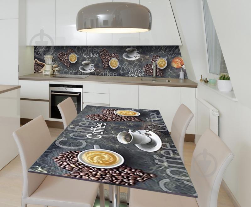 Наклейка 3Д вінілова на стіл Zatarga «Кофеман» 650х1200 мм для будинків, квартир, столів, кафе Наклейка 3Д вінілова на стіл Zatarga «Кофеман» 650х1200 мм для будинків, квартир, столів, кафе