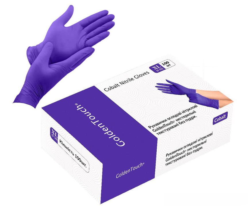 Перчатки нитриловые Golden Touch 3.7 г нестерильные текстурированные XL 50 пар (HFN-127352XL) - фото 1 Перчатки нитриловые Golden Touch 3.7 г нестерильные текстурированные XL 50 пар (HFN-127352XL) - фото 1