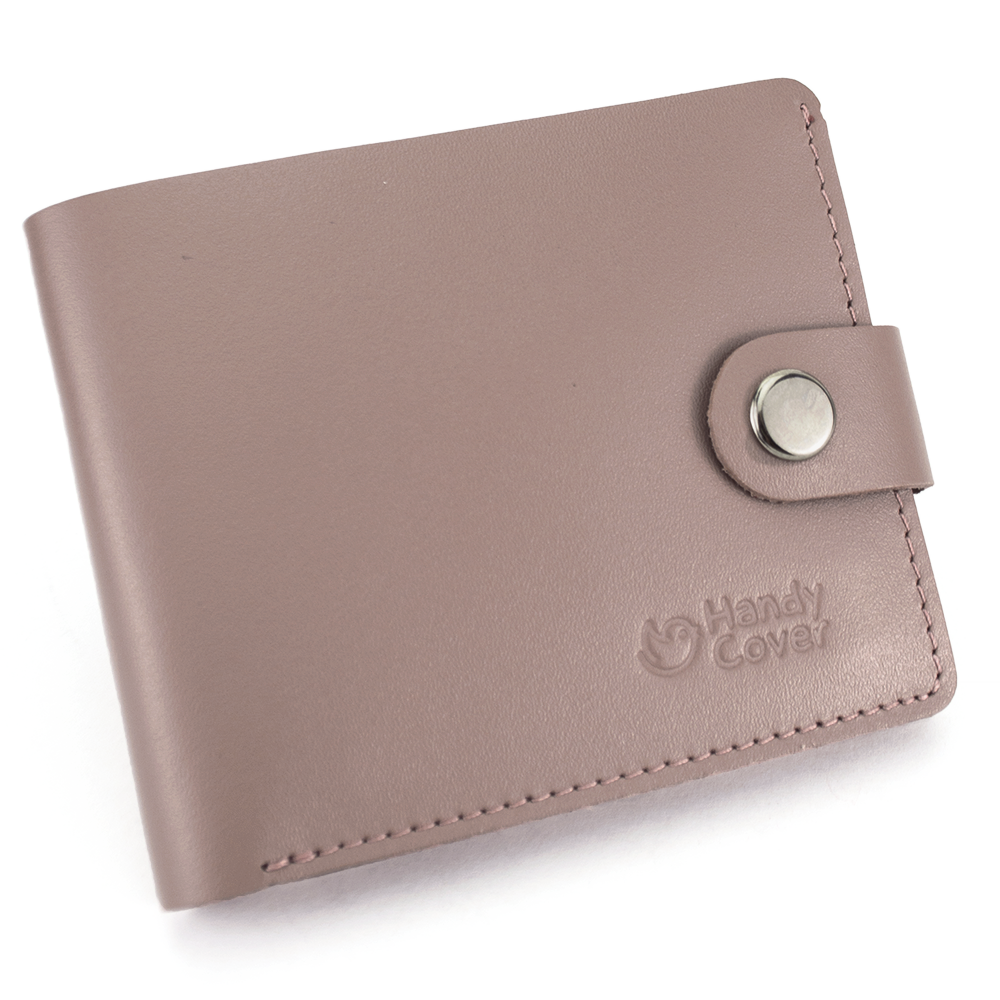 Портмоне женское кожаное Handycover HC0042 на кнопке Нюдовый