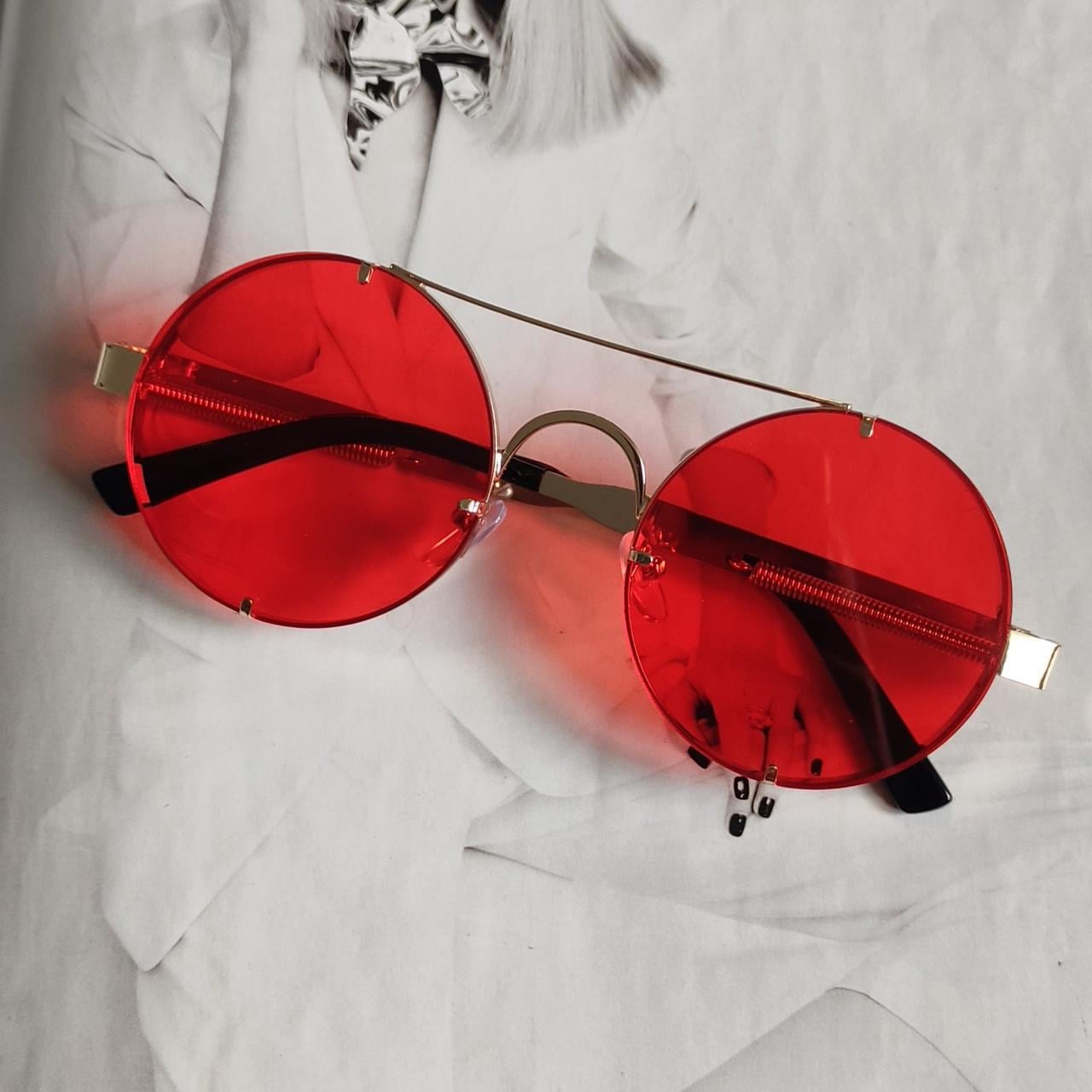 Очки круглые с пружинами Красный в золоте