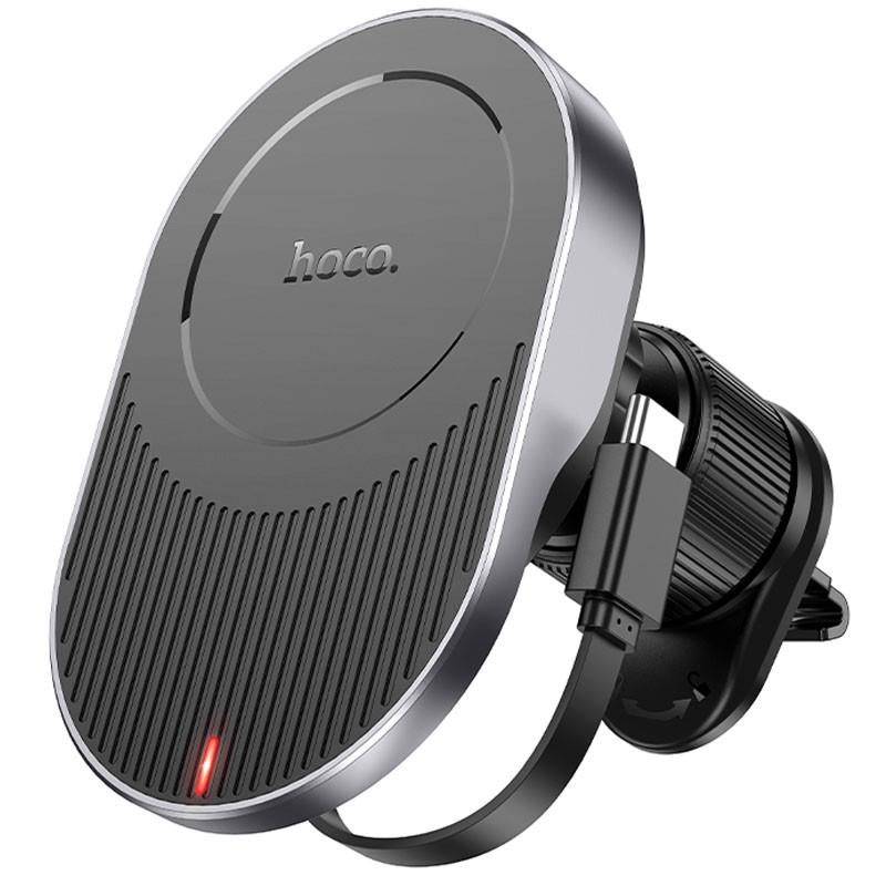 Автотримач з бездротовою зарядкою Hoco HW12 Guardian magnetic Black/Gray (00000067556_1)