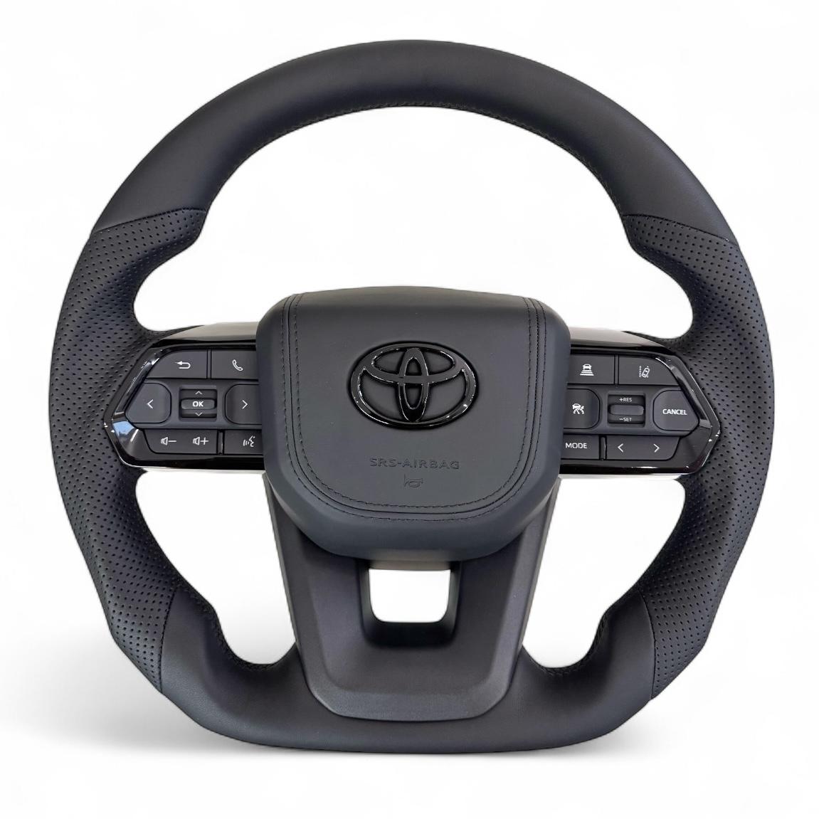 Кермо для Toyota Land Cruiser 200 Prado 150 з підігрівом шкіра зі скошеним низом Чорний глянець (28796767)