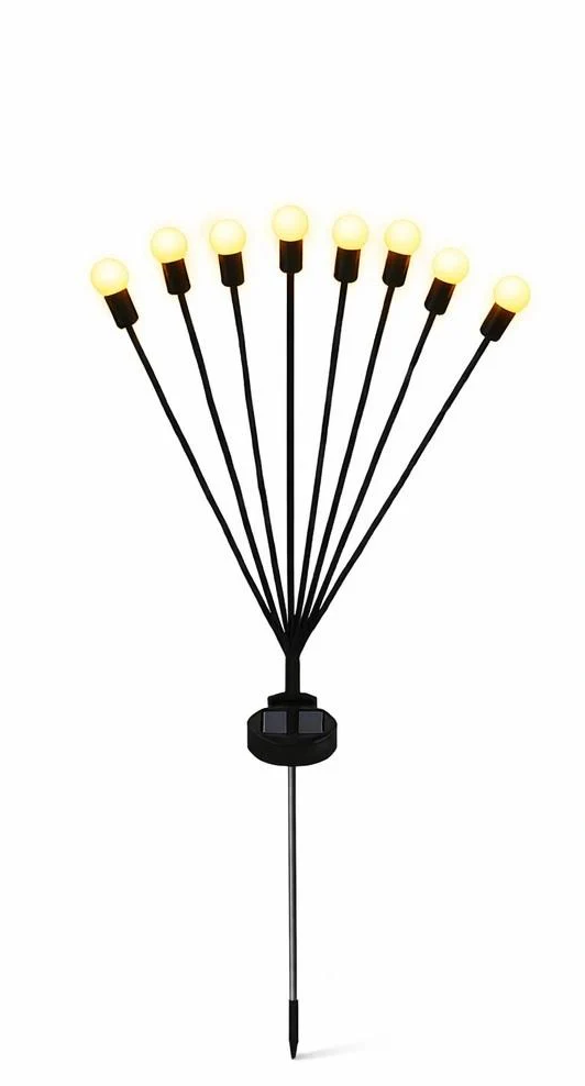 Светильник газонный садовый Светлячки 8 led на солнечной батарее с сумеречным датчиком Черный (376352)