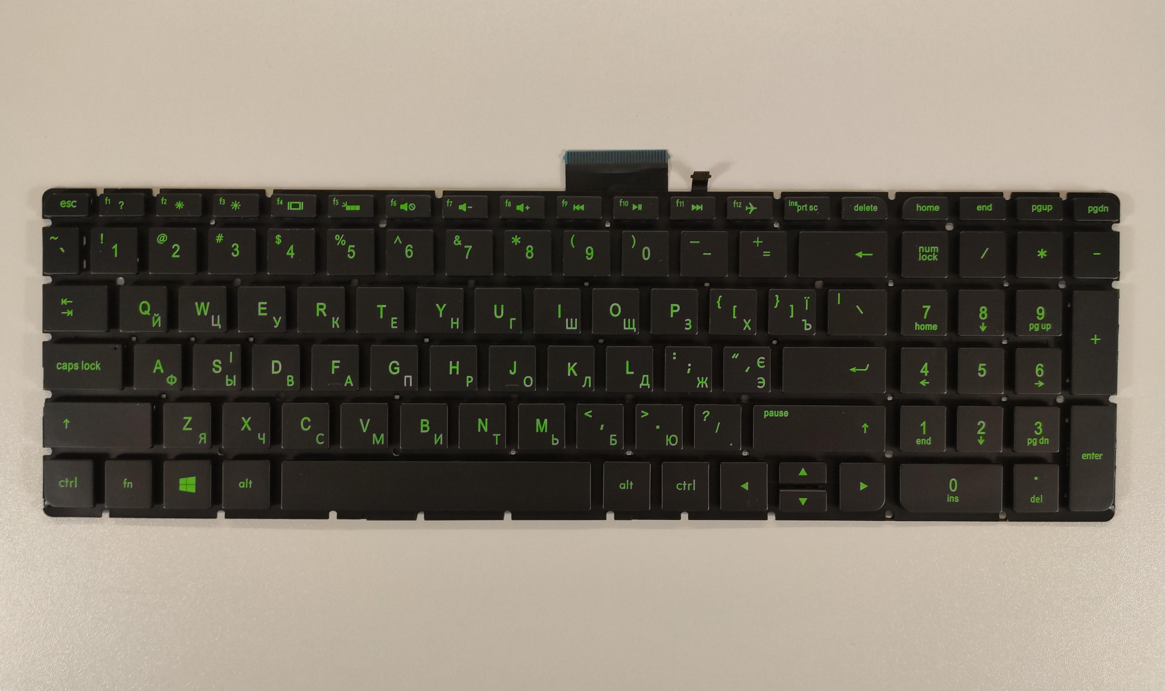 Клавиатура для ноутбука с подсветкой HP 15-AB/15-AK/15-AU/15-BC/TPN-Q159/C122/Q172/Q173/Q162 Green (K552)
