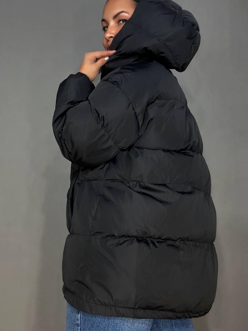 Куртка женская LADY YEP 10008 длинная оверсайз пуффер с капюшоном р. 42 Черный (5514) - фото 9