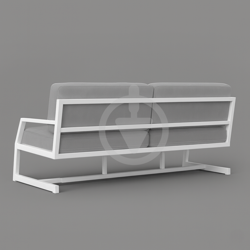 Диван металевий AVVS tech Атлас вуличний лофт рогожка з підлокотниками 156 см Світло-сірий/Білий (30222803) - фото 3