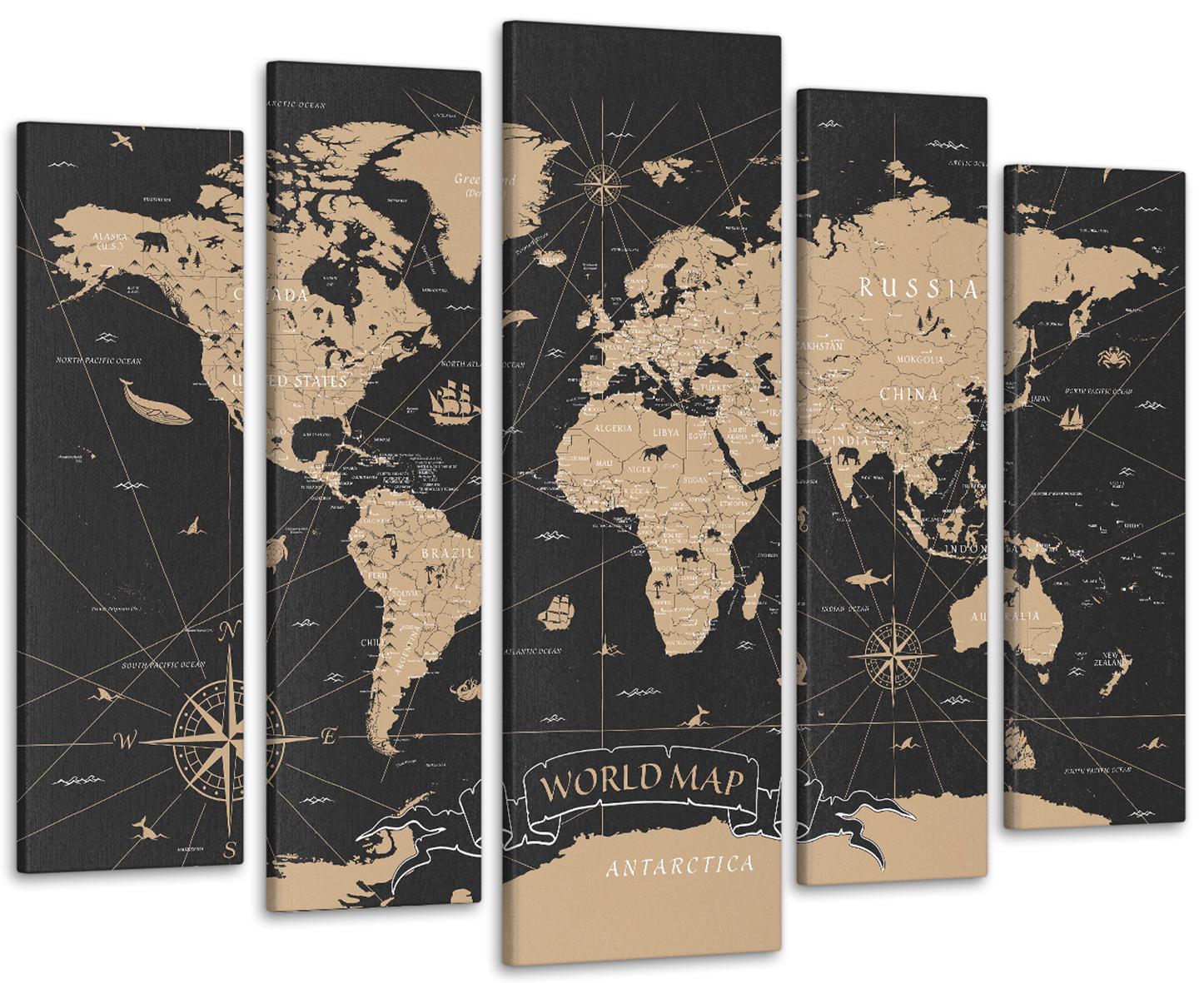 Картина модульна Карта світу 115х170 см (Art-441_5)