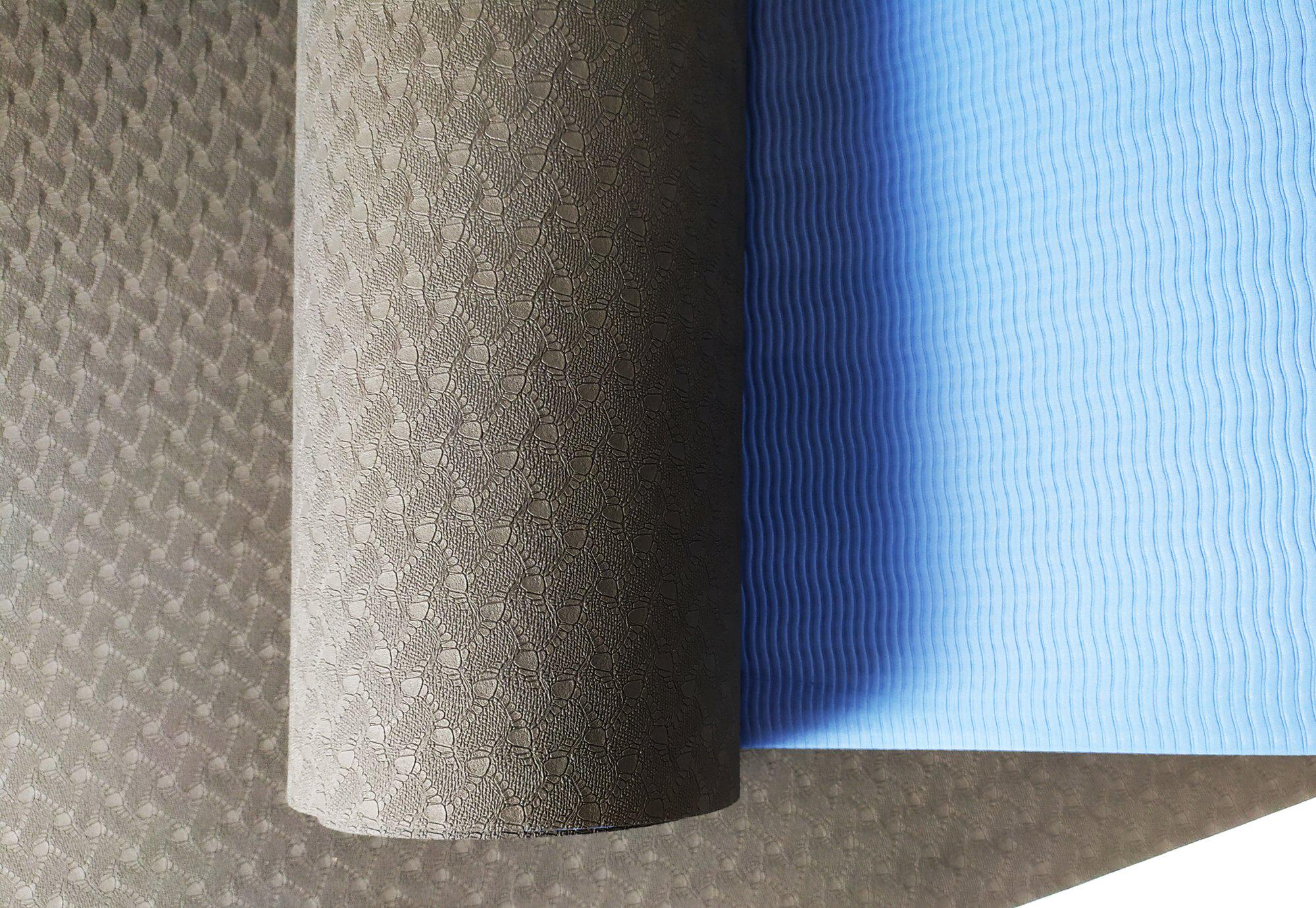 Коврик для йоги EasyFit TPE+TC двухслойный 183х61 см Черный/Синий (EF-TP6BL) - фото 3