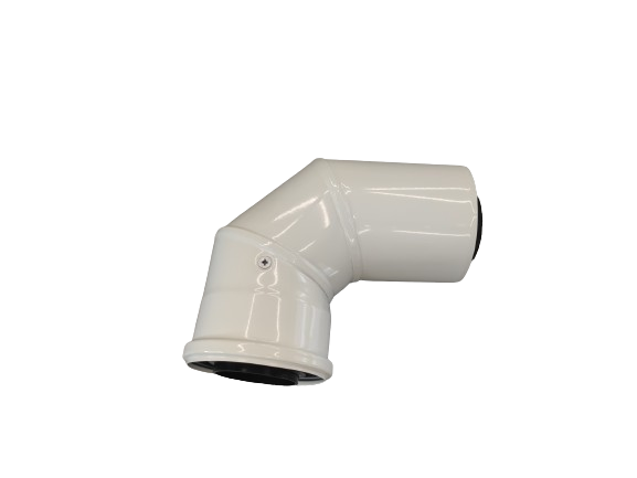 Колено коаксиального дымохода Димком конденсационного котла пластик в нержавейке 87° d 80/125 мм