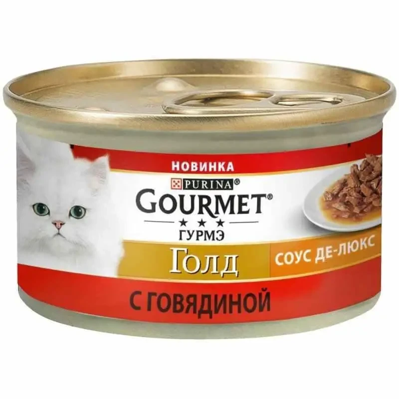 Консервы для кошек Gourmet Gold Соус ДеЛюкс с говядиной кусочки в соусе 85 г 12 шт. (1877625696)