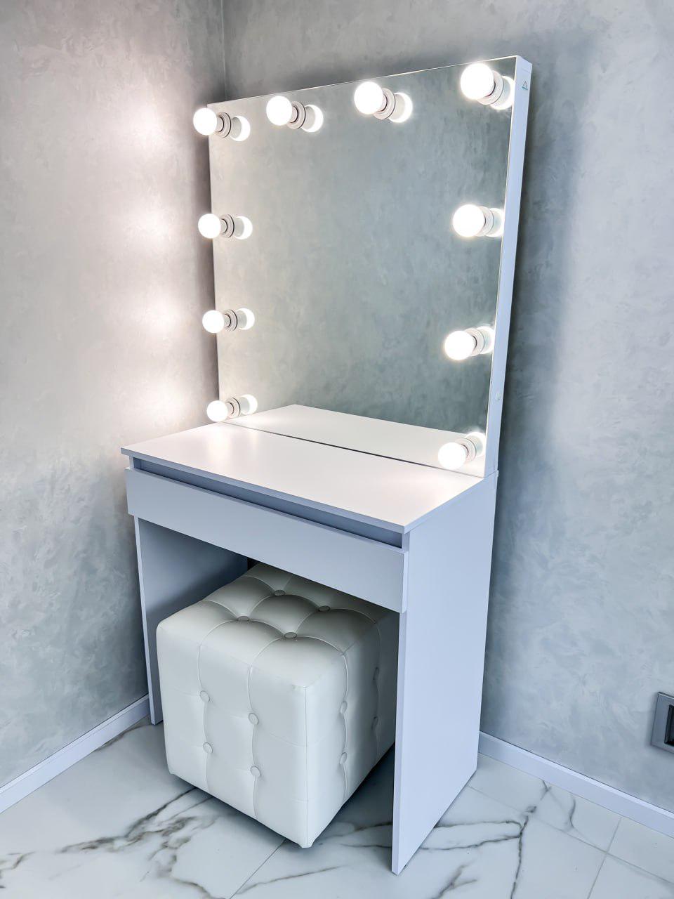 Туалетний столик з безрамним дзеркалом/ящиком висувним 1600х800х400 мм Білий - фото 4 Туалетний столик з безрамним дзеркалом/ящиком висувним 1600х800х400 мм Білий - фото 4