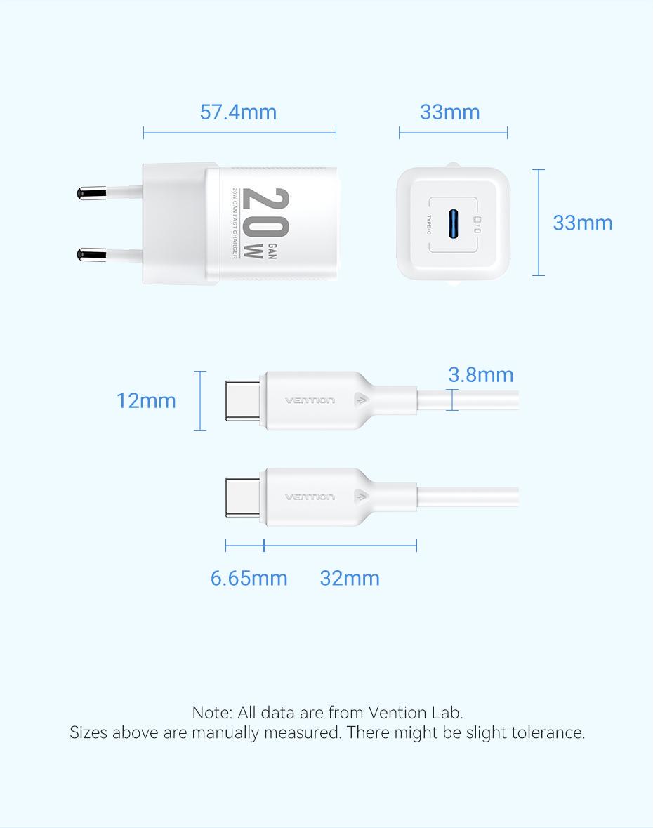 Зарядное устройство для Vention 20W GaN III Type-C 1C EU быстрая зарядка 20Вт Type-C 60Вт 1 м Белый (TZ-FEPW0-EU-01) - фото 8 Зарядное устройство для Vention 20W GaN III Type-C 1C EU быстрая зарядка 20Вт Type-C 60Вт 1 м Белый (TZ-FEPW0-EU-01) - фото 8
