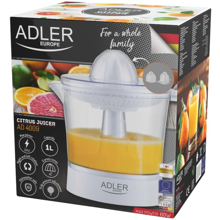 Соковыжималка для цитрусовых Adler AD 4009 60W 1 л White (AD4009) - фото 5 Соковыжималка для цитрусовых Adler AD 4009 60W 1 л White (AD4009) - фото 5