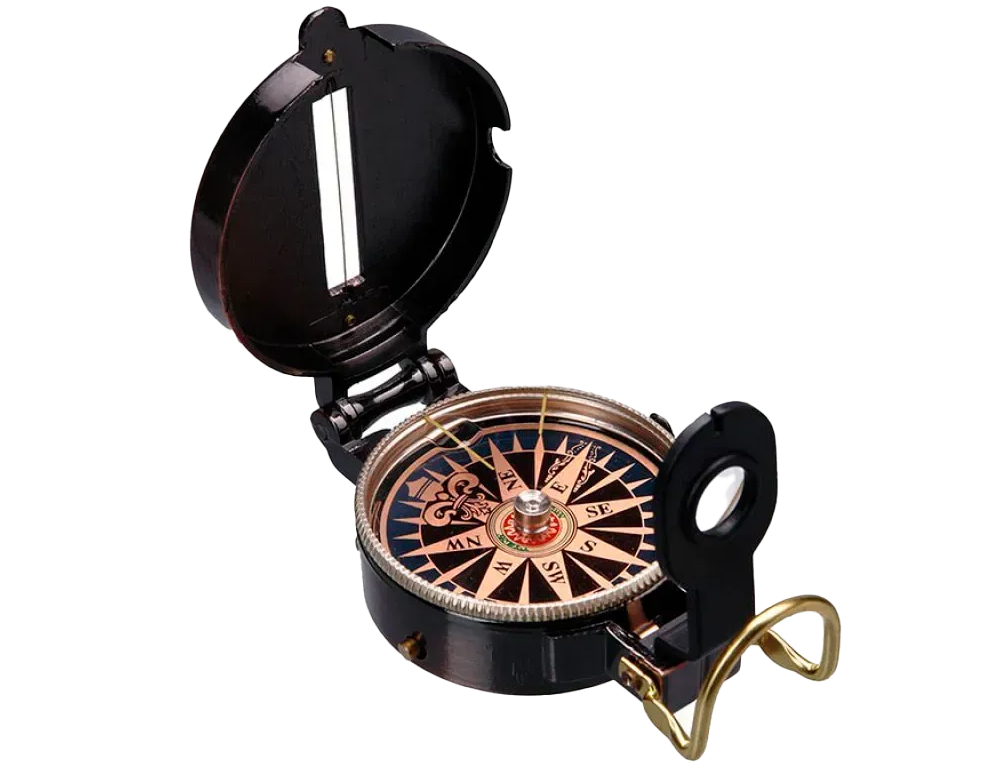 Компас туристический магнитный Marine Compass Black в металлическом корпусе с фиксацией стрелки (C_ZC45-3G)