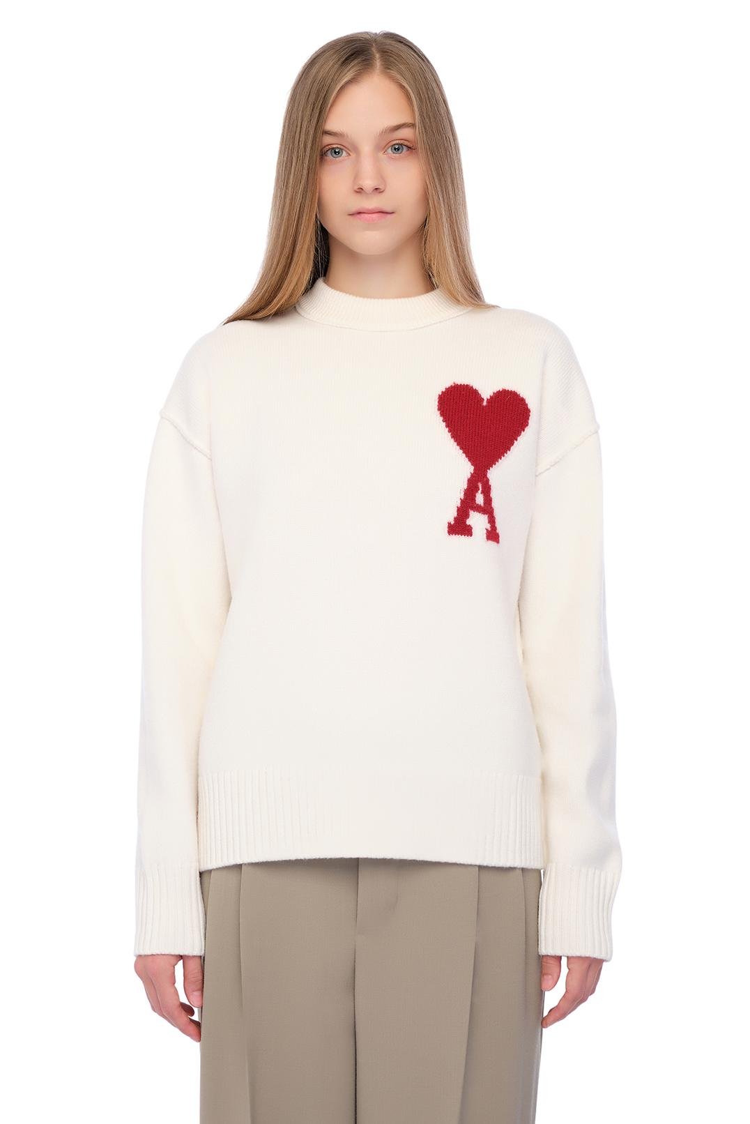 Свитер AMI Paris de Coeur Sweater Red M Молочный