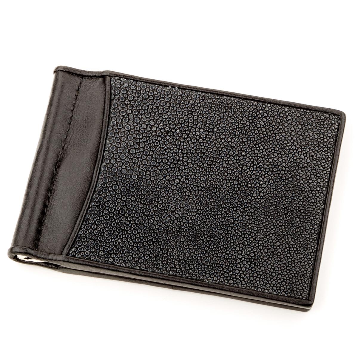 Зажим для денег Stingray Leather 18293 из натуральной кожи морского ската Черный