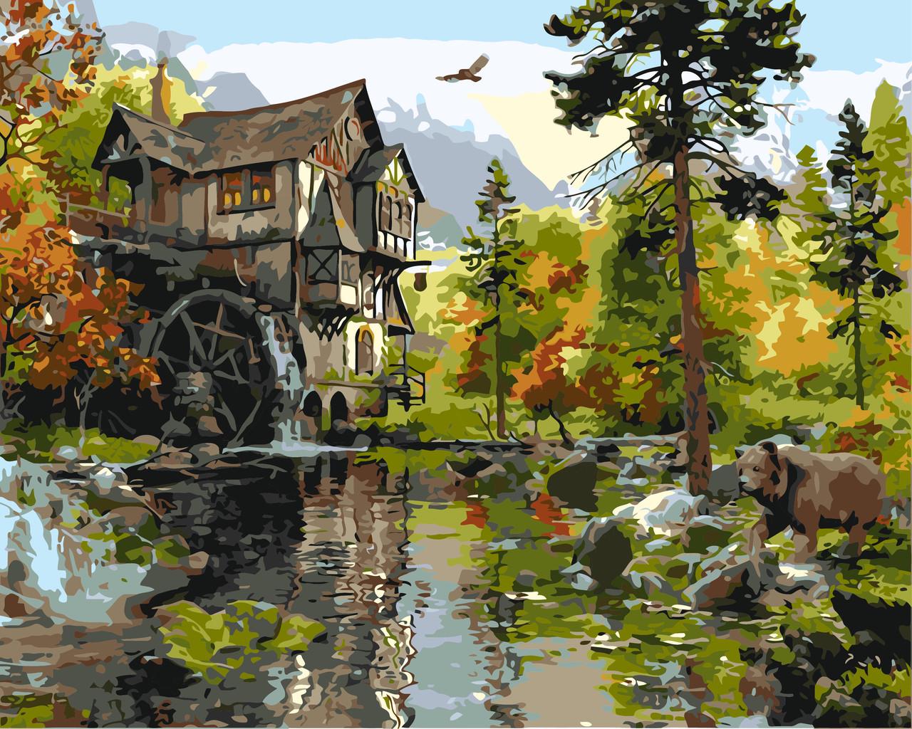 Картина за номерами ORIGAMI Будинок у лісі 40х50 см (30340)