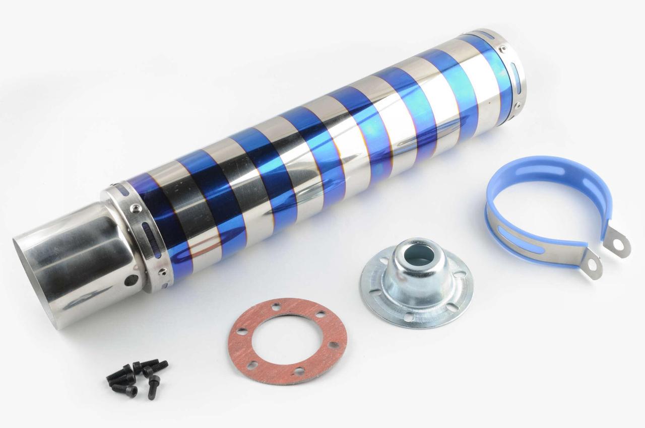 Глушитель тюнинг mod:7 Зебра 420х100 мм/крепление Ø 78 мм Разноцветный прямоток (2177153869)