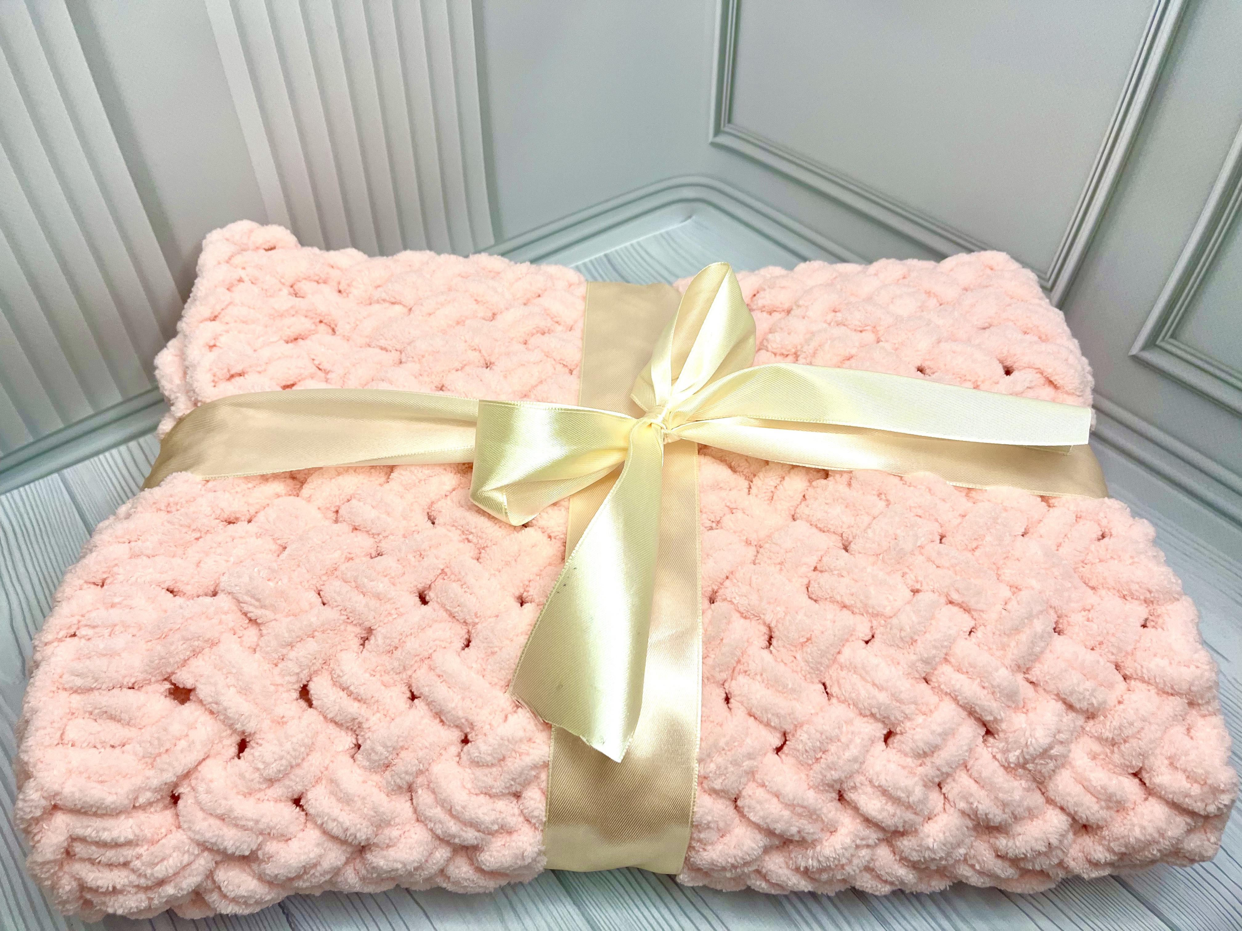 Плед дитячий Плетінка з плюшевої пряжі Alize Puffy 80х90 см Рожевий (P10003AP)