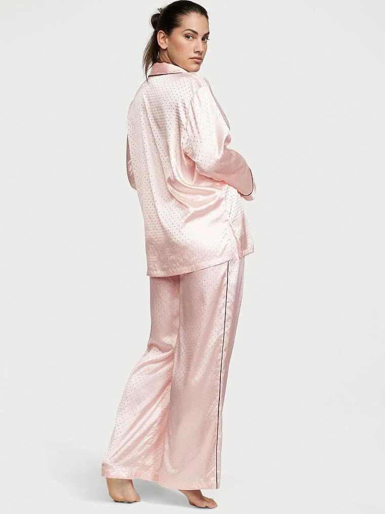 Піжама жіноча Victoria's Secret Satin Long Pajama Set сатинова M Рожевий (15304215) - фото 2